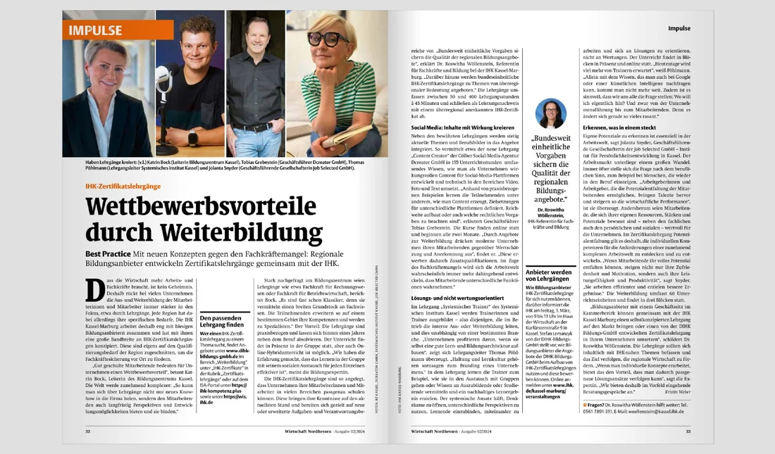 Doppelseite des Artikels Wettbewerbsvorteile durch Weiterbildung